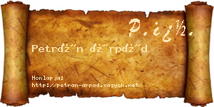 Petrán Árpád névjegykártya
